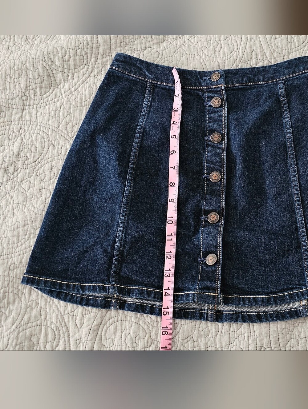 Hollister Dark Blue Button-Front Denim Skirt